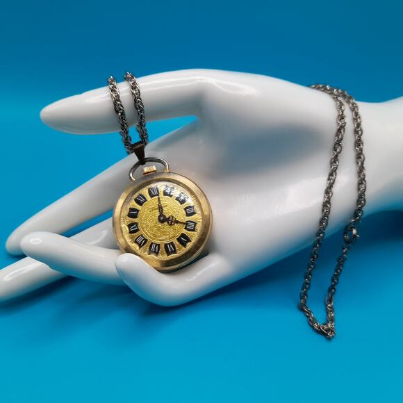 Lucerne Swiss Made Wind Up Gold Watch Pendant Necklace 1960s Vintage - Picture 13 of 13
